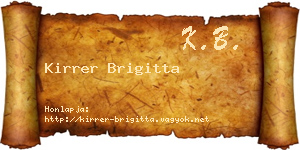 Kirrer Brigitta névjegykártya